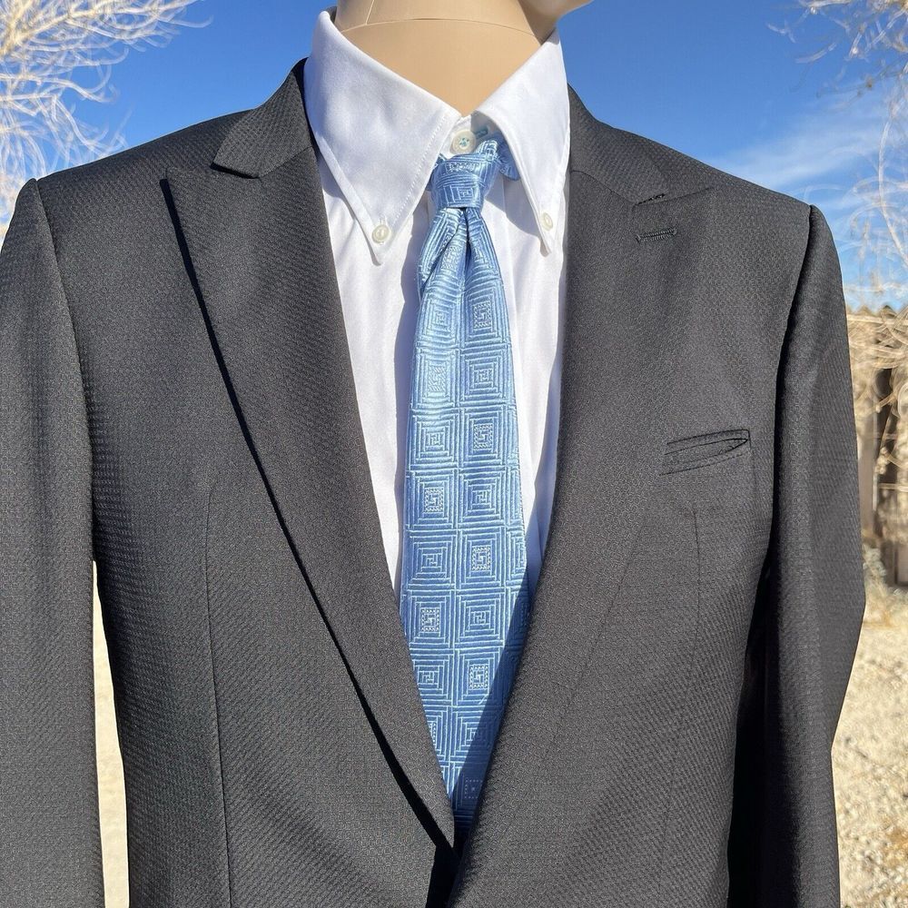 Hugo boss Men (36R) Marzotto Italy super 120 100% wool one button black blazer‎